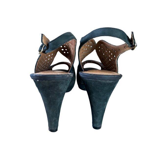 Clarks Artisan Wessex Shay Pump‎ Black Laser Cut Peep Toe Heel Womens 10 - Picture 3 of 10